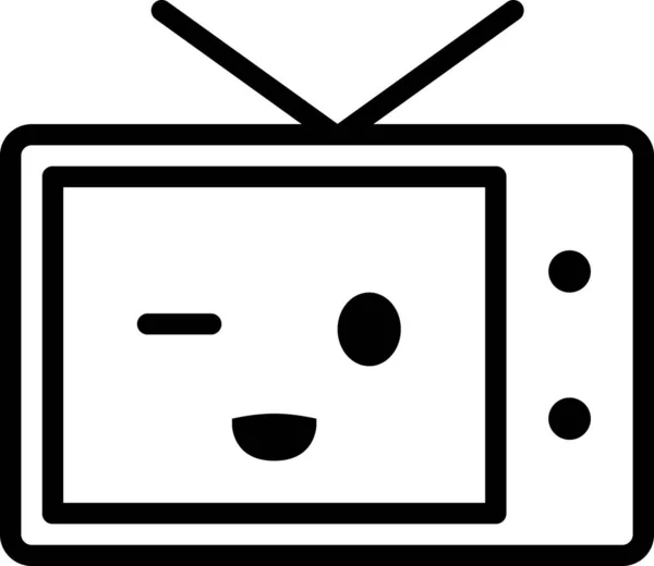 Smiling Television Face Isolated White Background Vector Illustration — Stock Vector