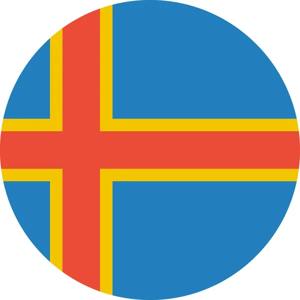 Vlajka Alandských Ostrovů Plochá Ikona Vektor Ilustrace — Stockový vektor