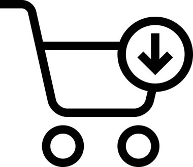 Alışveriş arabası simgesi, minimalist vektör illüstrasyonu