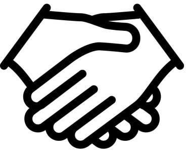 Beyaz arkaplanda el sıkışma simgesi izole edildi, vektör illüstrasyonu