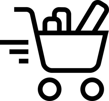 Alışveriş arabası simgesi, minimalist vektör illüstrasyonu