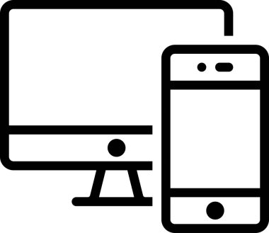 ekran ve akıllı telefon düz simgesi, vektör, illüstrasyon  