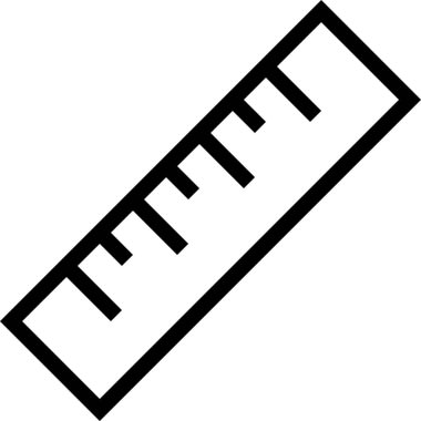 Beyaz arkaplanda cetvel simgesi izole edildi, vektör illüstrasyonu