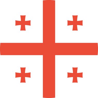 Beyaz arkaplanda izole edilmiş Gürcistan bayrağı, vektör illüstrasyonu