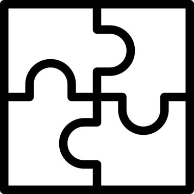 Beyaz arkaplanda izole edilmiş yapboz simgesi, vektör illüstrasyonu