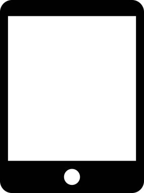 beyaz arkaplanda izole edilmiş tablet simgesi, vektör illüstrasyonu