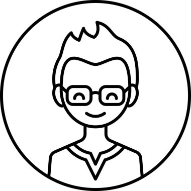 Erkek yüzü, çocuk avatar konsepti, insanlar gülümseme ikonu, minimalist vektör illüstrasyonu