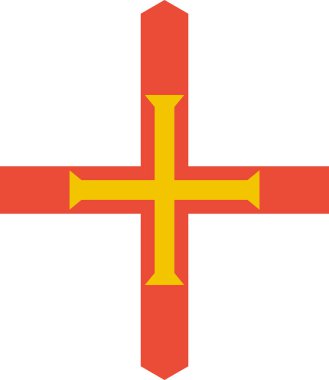 Guernsey bayrağı beyaz arkaplanda izole edildi, vektör illüstrasyonu
