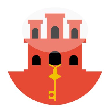 Beyaz arkaplanda izole edilmiş Gibraltar bayrağı, vektör illüstrasyonu