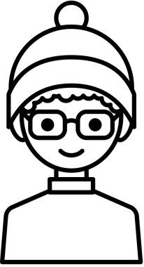 Erkek yüzü, çocuk avatar konsepti, insanlar gülümseme ikonu, minimalist vektör illüstrasyonu