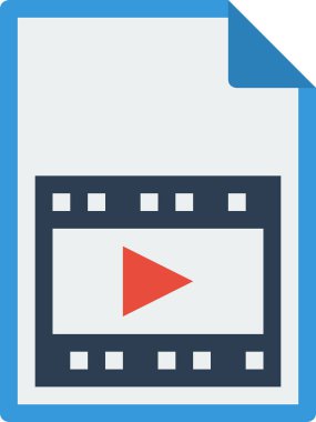 video düz simgesi, vektör, illüstrasyon 