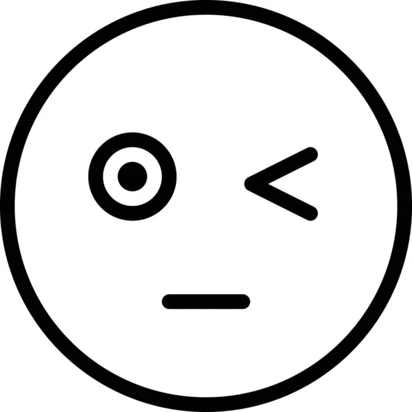 Bored Icon Wink Face Avatar Emoticon Expression Mood Minimalistic Vector — Stock Vector