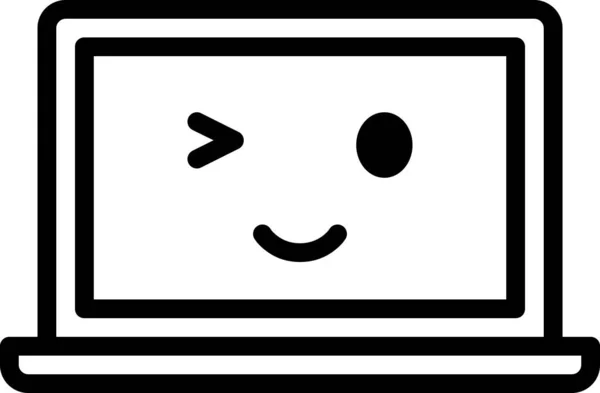 Ausdruck Gesicht Emoticon Vektor Glückliches Gesicht Avatar Auf Laptop — Stockvektor
