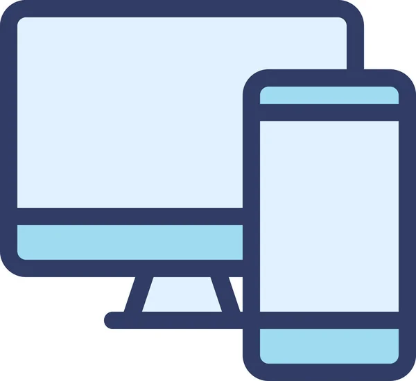 Ordinateur Smartphone Icône Plate Vecteur Illustration — Image vectorielle