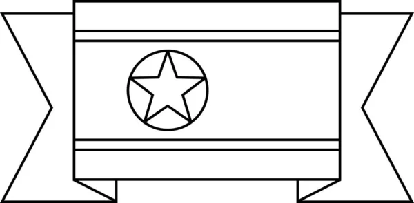 Bandiera Della Corea Icona Piatta Del Nord Illustrazione Vettoriale — Vettoriale Stock