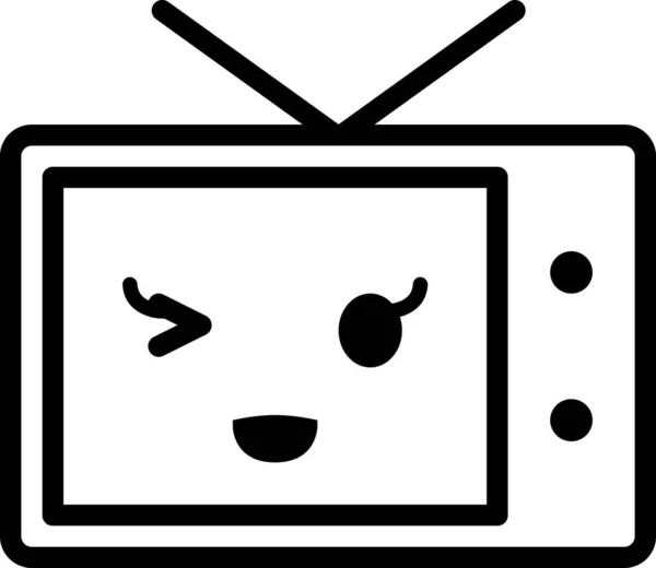 Smiling Television Face Isolated White Background Vector Illustration — Stock Vector