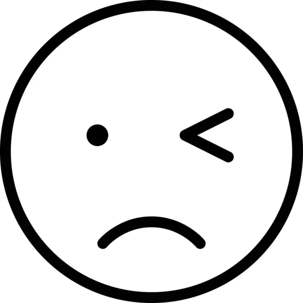 Icono Triste Guiño Cara Avatar Estado Ánimo Expresión Emoticono Ilustración — Archivo Imágenes Vectoriales