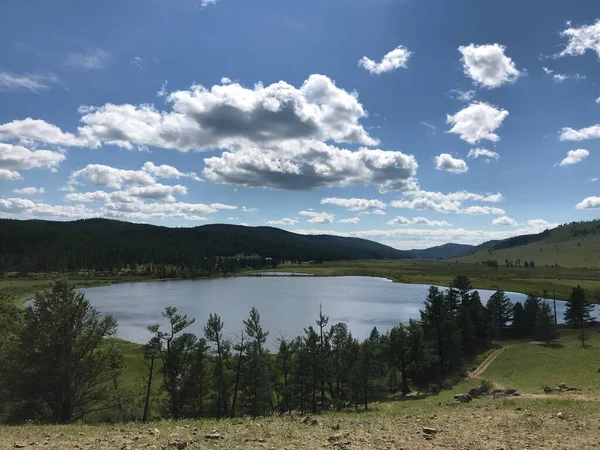 Cielo Nublado Cima Del Lago — Foto de Stock