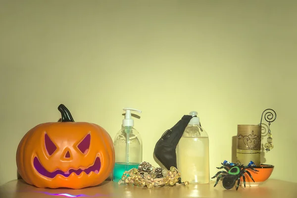 Schöne Und Gemütliche Halloween 2020 Hintergrund Mit Gruseligen Kürbis Und — Stockfoto