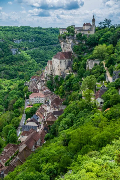 Rocamadour Wioska Przylegająca Skały Miejsc Pielgrzymkowych Działce Occitanie Francja — Zdjęcie stockowe