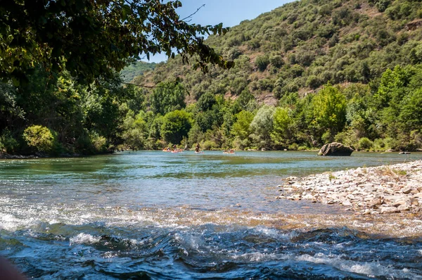 Kanot Och Paddel Ombordstigning Floden Tarn Aveyron Millau Regionen — Stockfoto