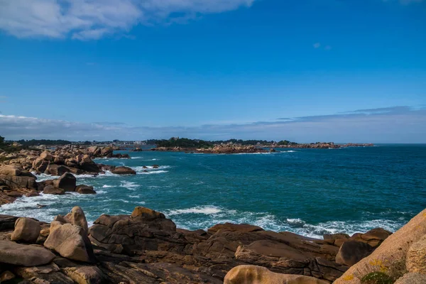 Ploumanac Faro Sus Rocas Granito Rosa — Foto de Stock