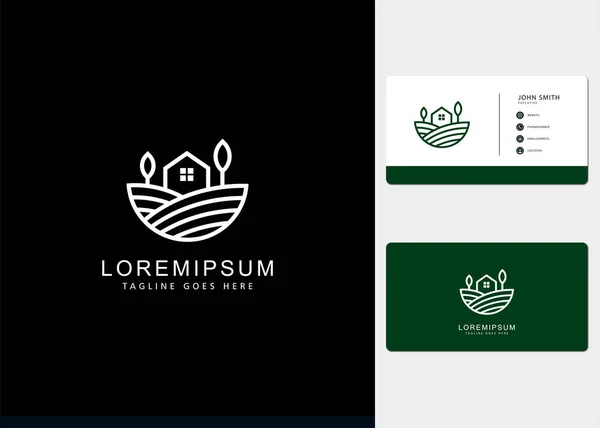 çiftlik evi tarlaları logo tasarımı sanat tarzı ve kartvizitlerle ilham kaynağı