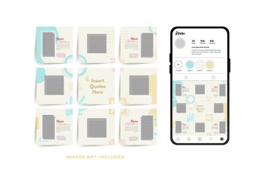 Moda satışı tanıtımı için sosyal medya bulmacası çerçeve şeması şablonu
