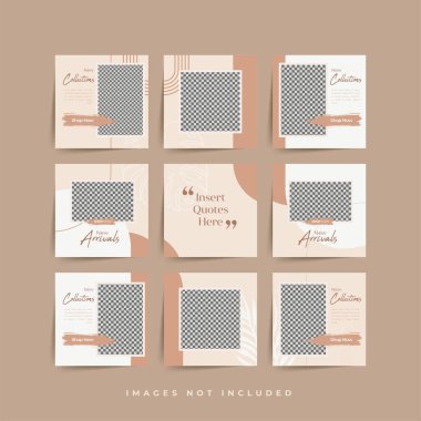 Moda satışı tanıtımı için sosyal medya bulmacası çerçeve şeması şablonu