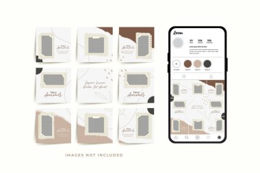 Moda satışı tanıtımı için sosyal medya bulmacası çerçeve şeması şablonu