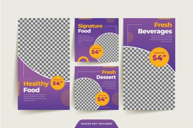 Mutfak sosyal medya şablon premium vektörü