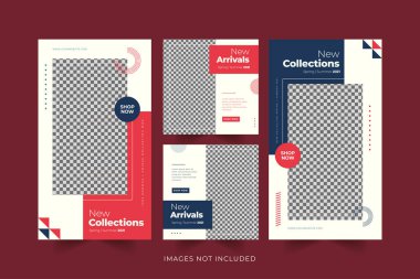 Moda kadını sosyal medya şablonu renkli arkaplan premium vektörü