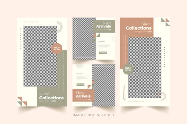 Moda kadını sosyal medya şablonu renkli arkaplan premium vektörü