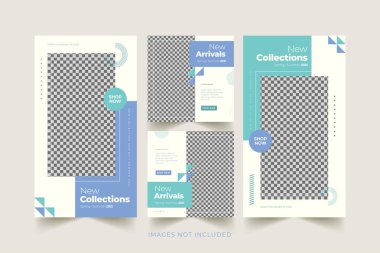 Moda kadını sosyal medya şablonu renkli arkaplan premium vektörü