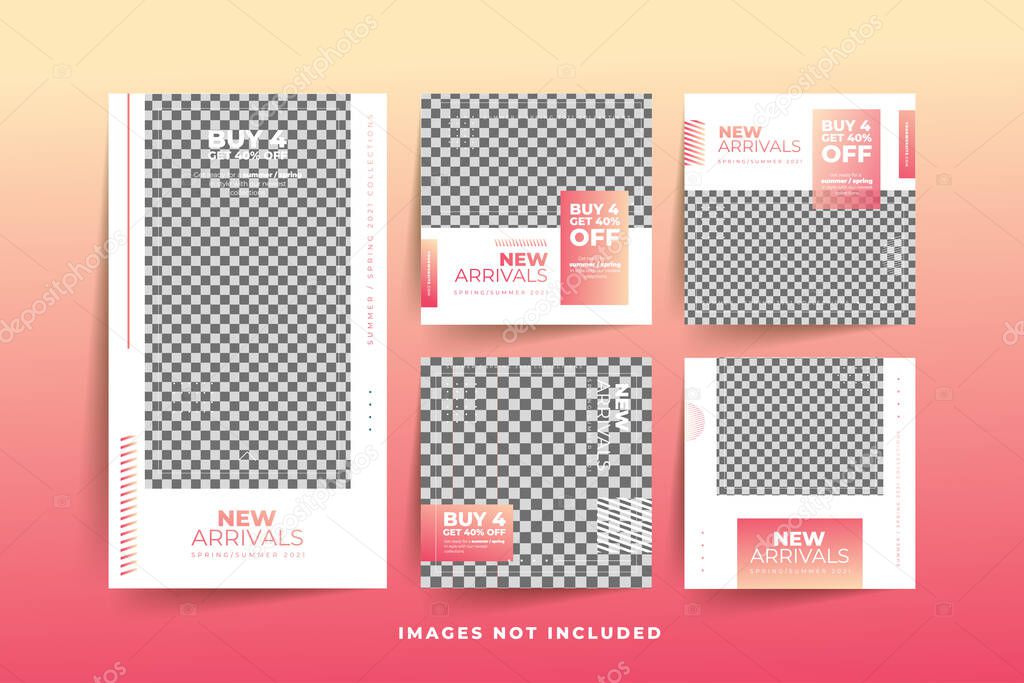 Fashion Social Media post template with gradient Free Premium Vector