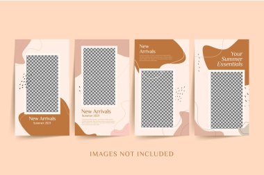 Moda kadını sosyal medya şablonu renkli arkaplan premium vektörü