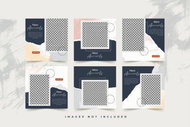 Geometrik elemanlar Vektör illüstrasyonu ile kişisel ve iş hesapları için modayı sosyal medya gönderme şablonları