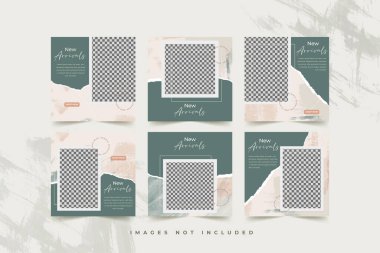 Geometrik elemanlar Vektör illüstrasyonu ile kişisel ve iş hesapları için modayı sosyal medya gönderme şablonları