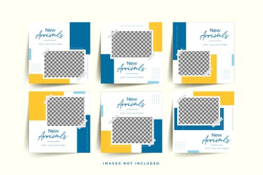 Geometrik elemanlar Vektör illüstrasyonu ile kişisel ve iş hesapları için modayı sosyal medya gönderme şablonları