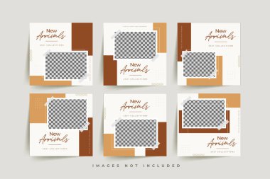 Geometrik elemanlar Vektör illüstrasyonu ile kişisel ve iş hesapları için modayı sosyal medya gönderme şablonları