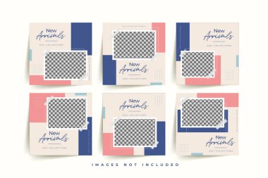 Geometrik elemanlar Vektör illüstrasyonu ile kişisel ve iş hesapları için modayı sosyal medya gönderme şablonları