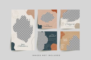 Geometrik elemanlar Vektör illüstrasyonu ile kişisel ve iş hesapları için modayı sosyal medya gönderme şablonları