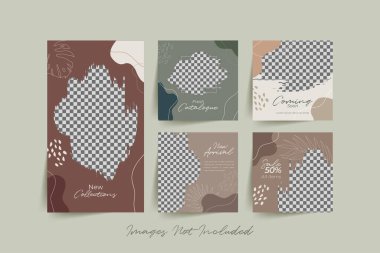 Geometrik elemanlar Vektör illüstrasyonu ile kişisel ve iş hesapları için modayı sosyal medya gönderme şablonları