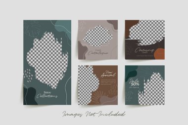 Geometrik elemanlar Vektör illüstrasyonu ile kişisel ve iş hesapları için modayı sosyal medya gönderme şablonları