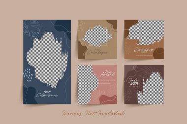 Geometrik elemanlar Vektör illüstrasyonu ile kişisel ve iş hesapları için modayı sosyal medya gönderme şablonları