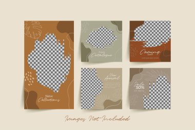 Geometrik elemanlar Vektör illüstrasyonu ile kişisel ve iş hesapları için modayı sosyal medya gönderme şablonları