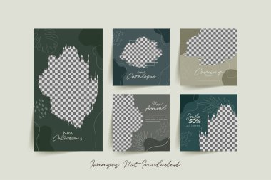 Geometrik elemanlar Vektör illüstrasyonu ile kişisel ve iş hesapları için modayı sosyal medya gönderme şablonları