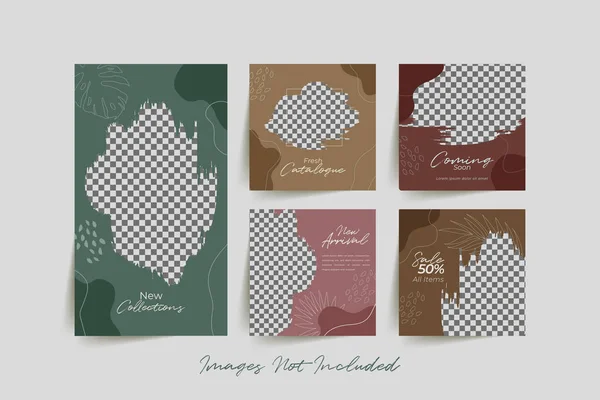 Geometrik elemanlar Vektör illüstrasyonu ile kişisel ve iş hesapları için modayı sosyal medya gönderme şablonları