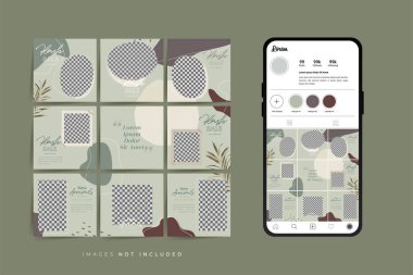 Moda satışı tanıtımı için sosyal medya bulmacası çerçeve şeması şablonu