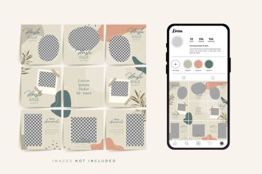 Moda satışı tanıtımı için sosyal medya bulmacası çerçeve şeması şablonu